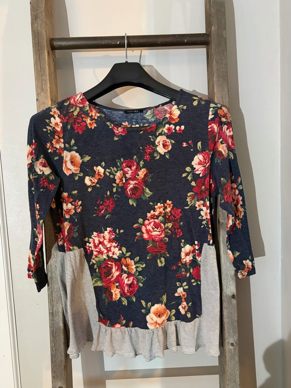 Papermoon Navy Floral Ruffle-Hem Tunic